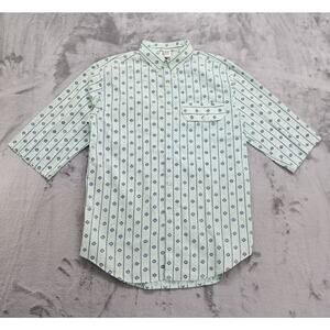 Vintage 80s Shah Safari Shirt Mens S Green Short Sleeve Button Up Chest Pocket